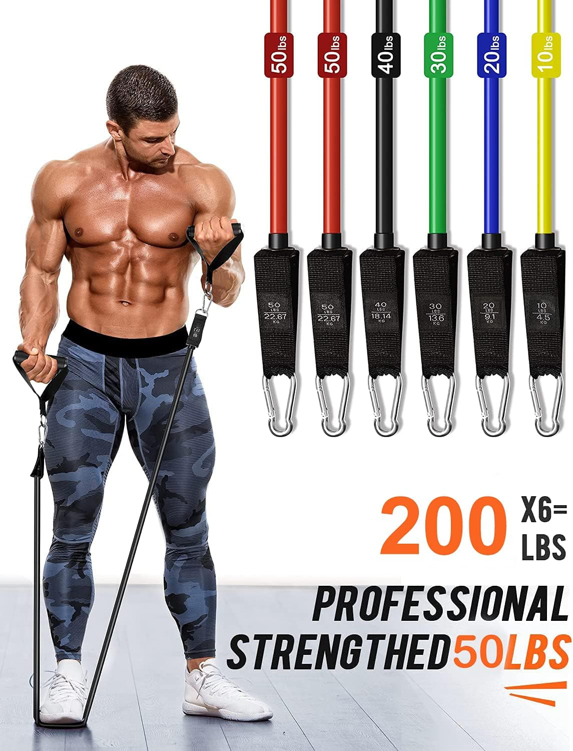 Resistance Bands Set Workout Bands,8-In-1 Ab Wheel Roller Kit with Knee Pad,Push up Bars,Hand Grip Strengthener,Jump Rope,Home Gym Workout Exercise Equipment for Men Women