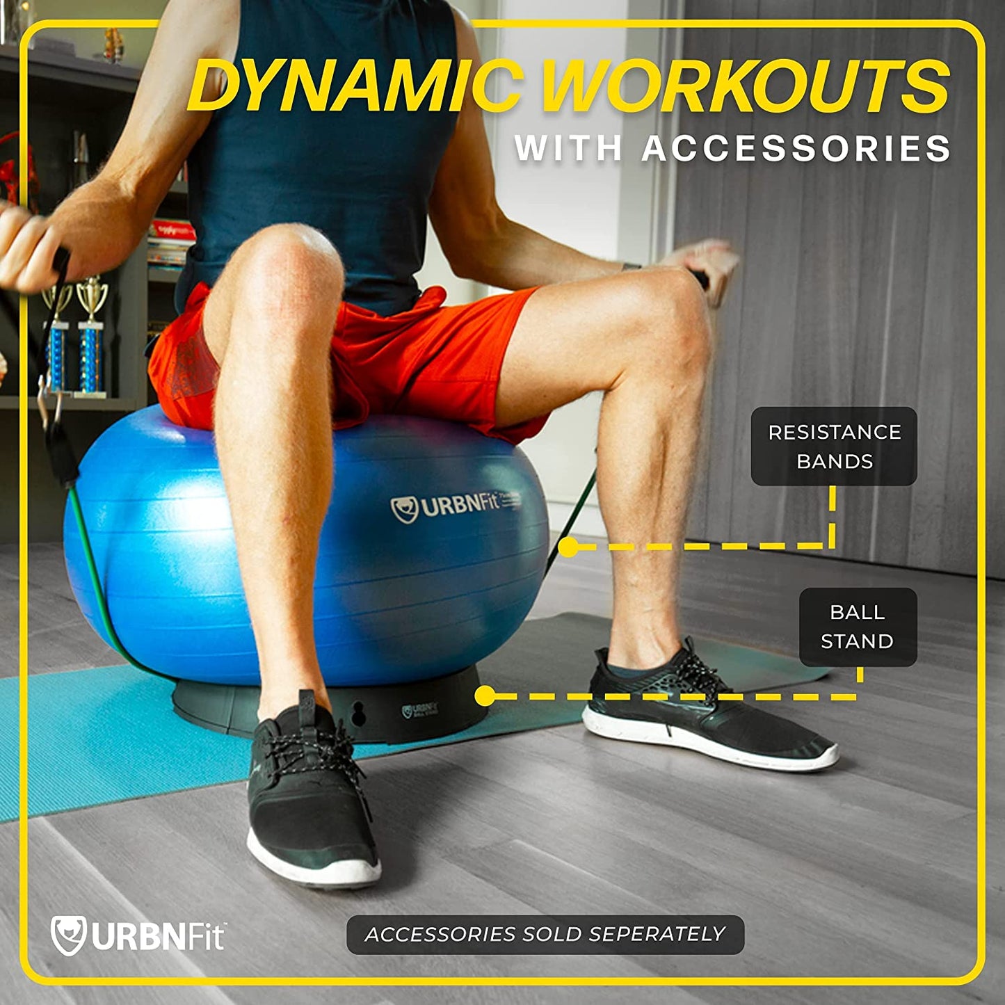 Exercise & Pilates Yoga Ball - Multiple Sizes for Fitness, Pregnancy, Stability, Balance, Core Workout - Anti-Burst Swiss Balance Ball W/Quick Pump - Office, Home, Gym