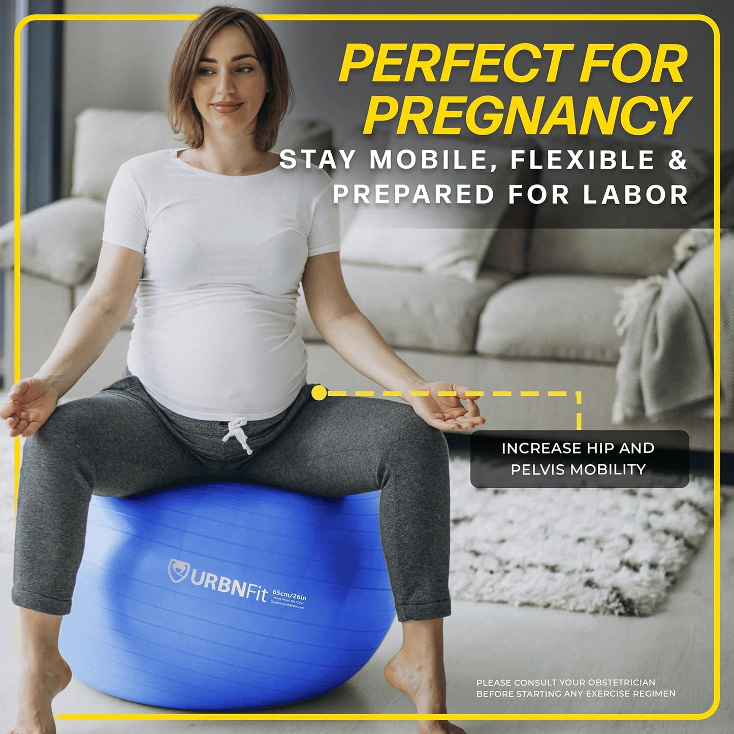 Exercise & Pilates Yoga Ball - Multiple Sizes for Fitness, Pregnancy, Stability, Balance, Core Workout - Anti-Burst Swiss Balance Ball W/Quick Pump - Office, Home, Gym