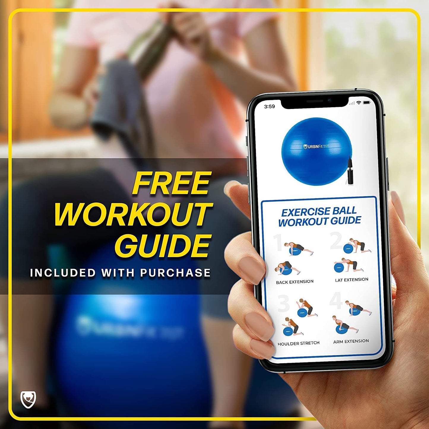 Exercise & Pilates Yoga Ball - Multiple Sizes for Fitness, Pregnancy, Stability, Balance, Core Workout - Anti-Burst Swiss Balance Ball W/Quick Pump - Office, Home, Gym