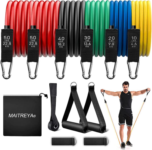 Resistance Bands Set Workout Bands，8-In-1 Ab Wheel Roller Kit with Knee Pad,Push up Bars,Hand Grip Strengthener,Jump Rope,Home Gym Workout Exercise Equipment for Men Women