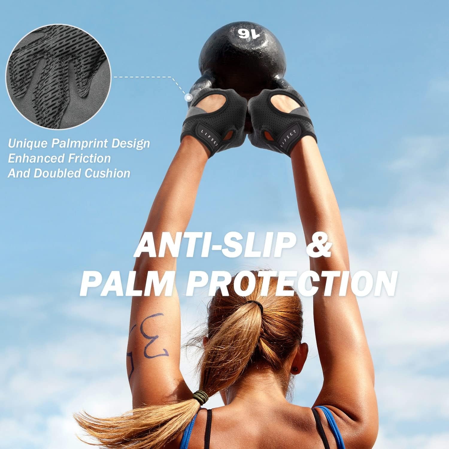 Freedom Workout Gloves, Knuckle Weight Lifting Shorty Fingerless Gloves with Curved Open Back, for Powerlifting, Gym, Women and Men
