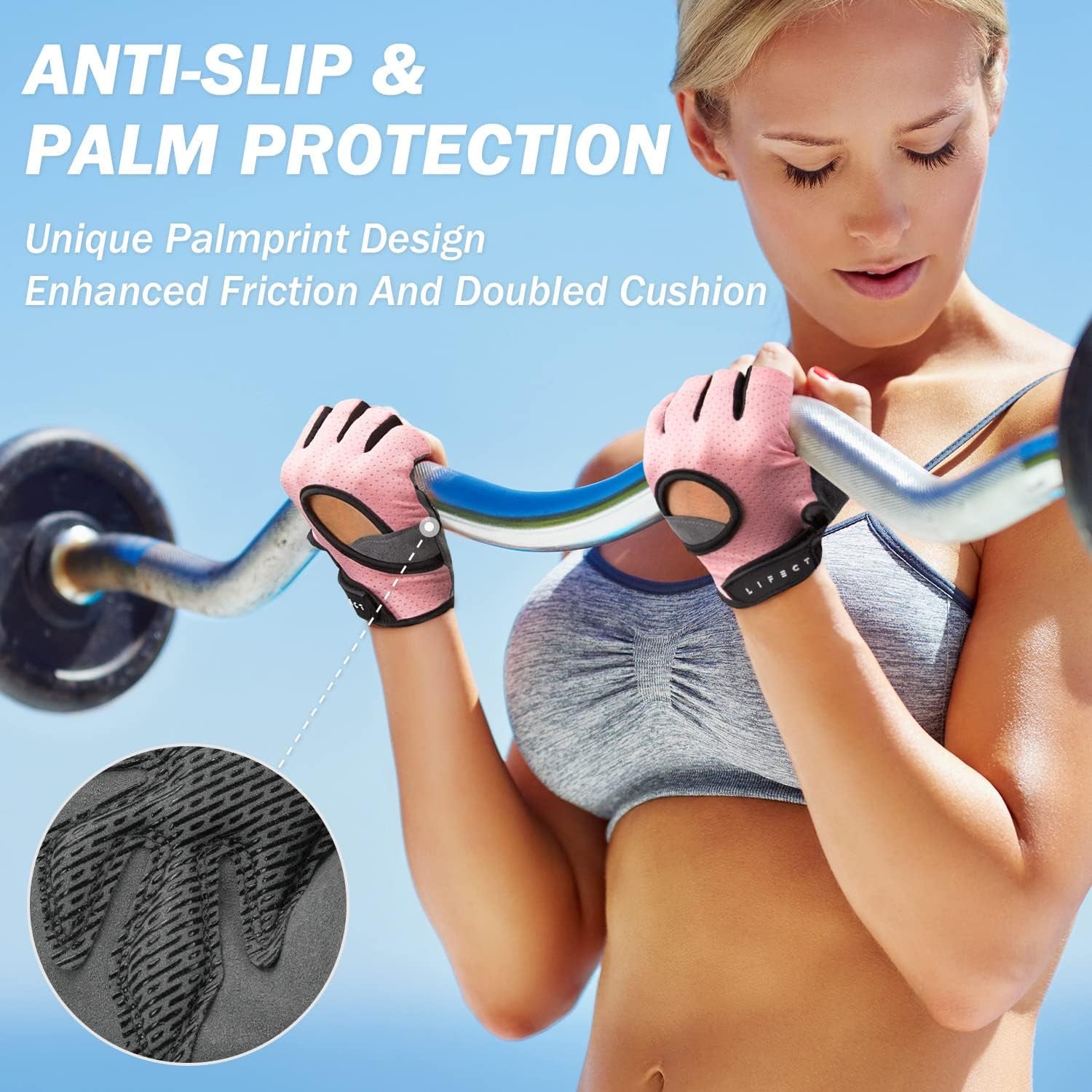 Freedom Workout Gloves, Knuckle Weight Lifting Shorty Fingerless Gloves with Curved Open Back, for Powerlifting, Gym, Women and Men