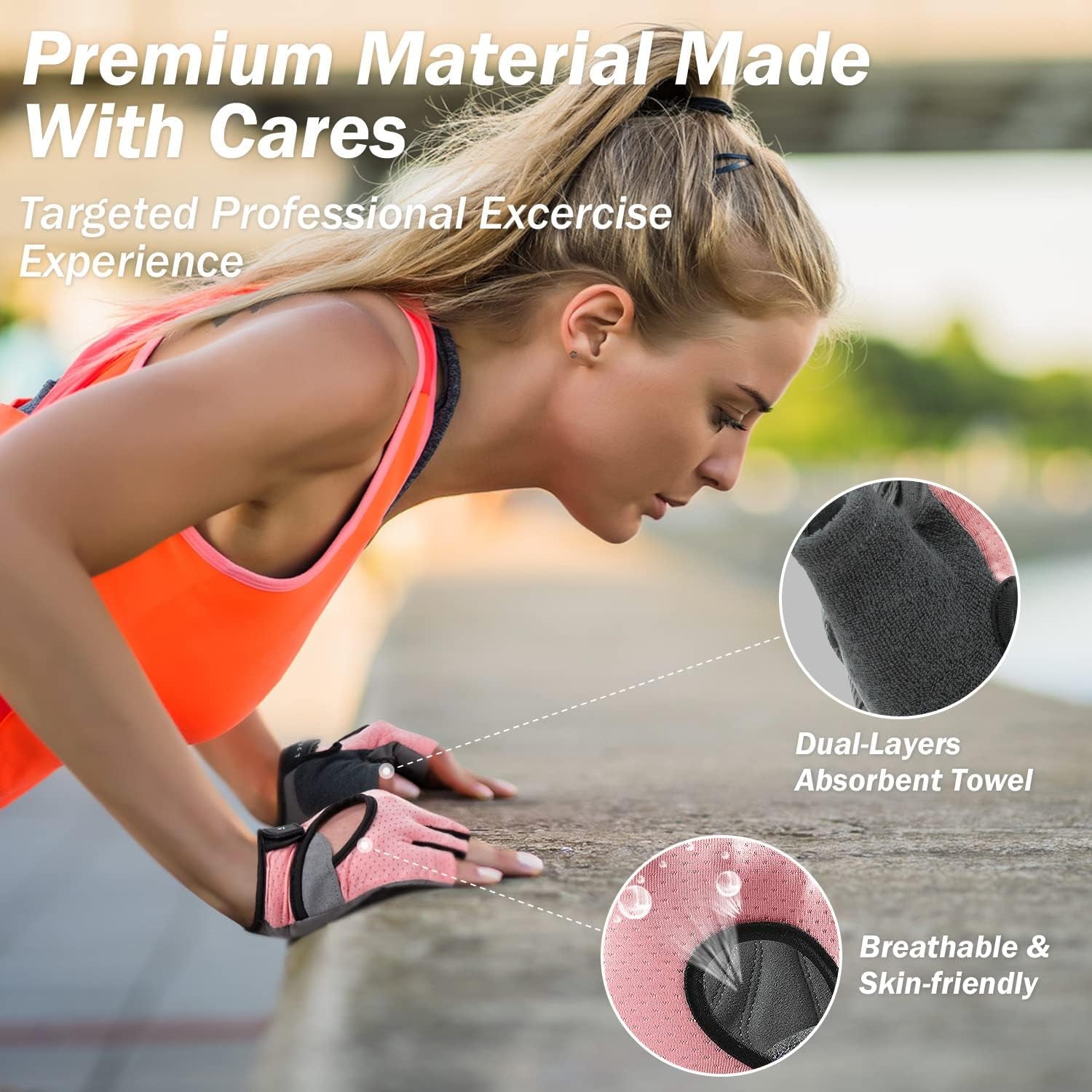 Freedom Workout Gloves, Knuckle Weight Lifting Shorty Fingerless Gloves with Curved Open Back, for Powerlifting, Gym, Women and Men